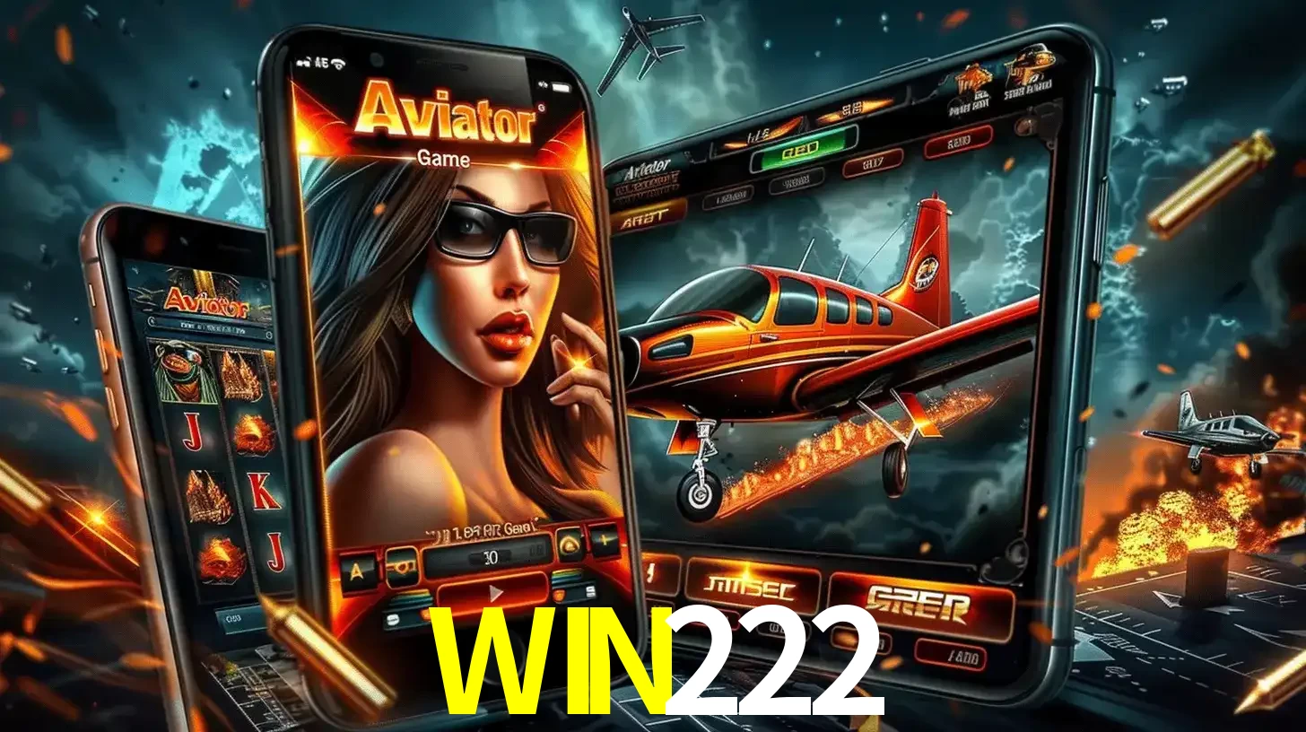 O popular jogo de apostas Aviator exibido em vários celulares e tablets, mostrando a interface emocionante e a ação de voo disponíveis para jogar agora no WIN222.