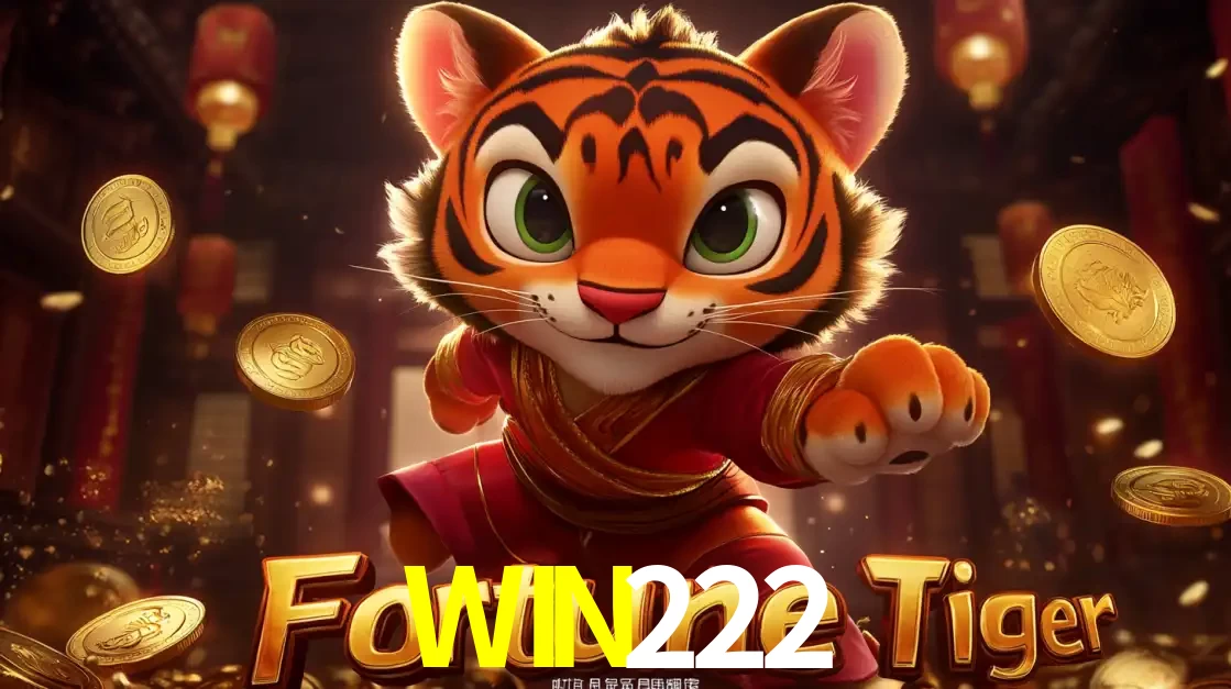 O carismático mascote do jogo de slot Fortune Tiger, um tigre fofo em pose de artes marciais, pronto para trazer sorte e multiplicadores de ganhos no cassino online WIN222.