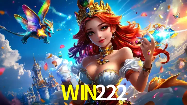 A princesa de um reino de fantasia mágico, com seu pequeno dragão, apresentando um mundo de prêmios encantados nos jogos de caça-níqueis do cassino WIN222.